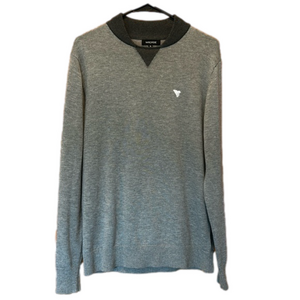 Macade Mens Logo Light Grey Crew Neck Sweater with Dark Grey Neckline - Medium